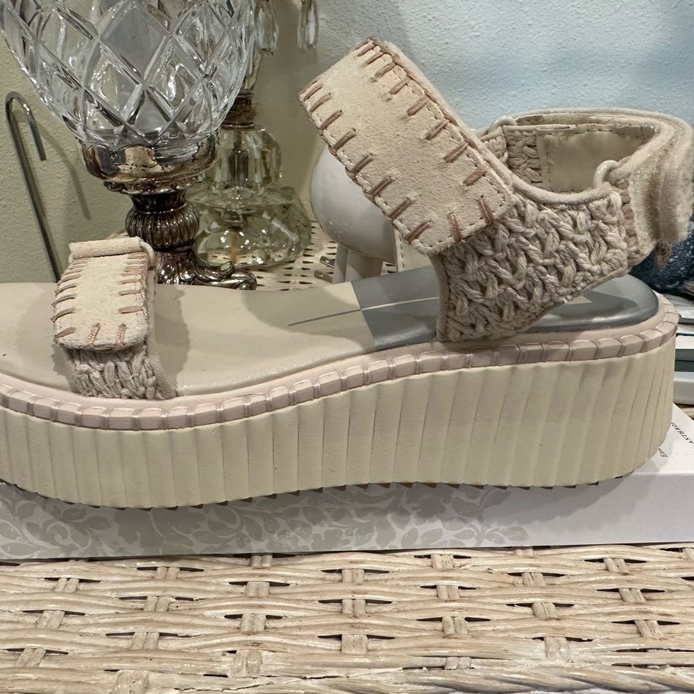 Dolce Vita Cream Platform Sandals with Braided Straps